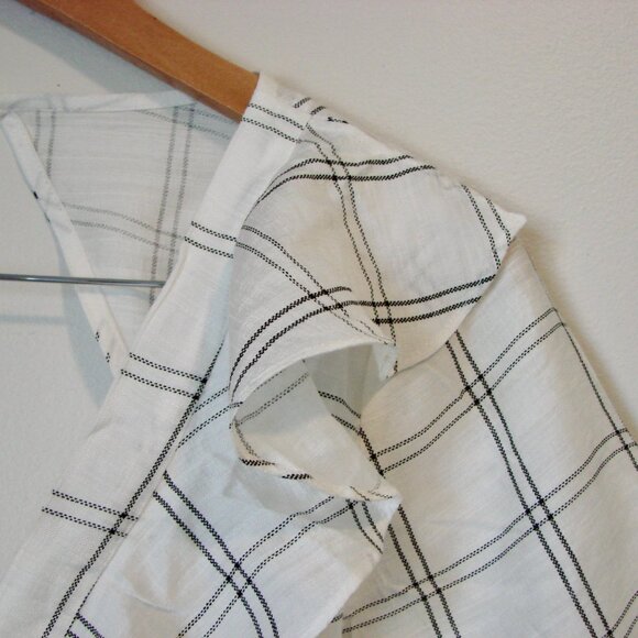 Saints + Secrets Mini Dress White Black Check Ruffle Trim Keyhole Back Small NWT - Picture 8 of 16